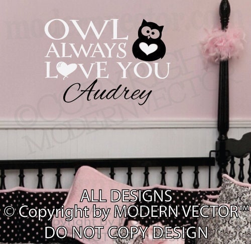 Owl Always Love You Personalized Name Vinyl Wall Decal