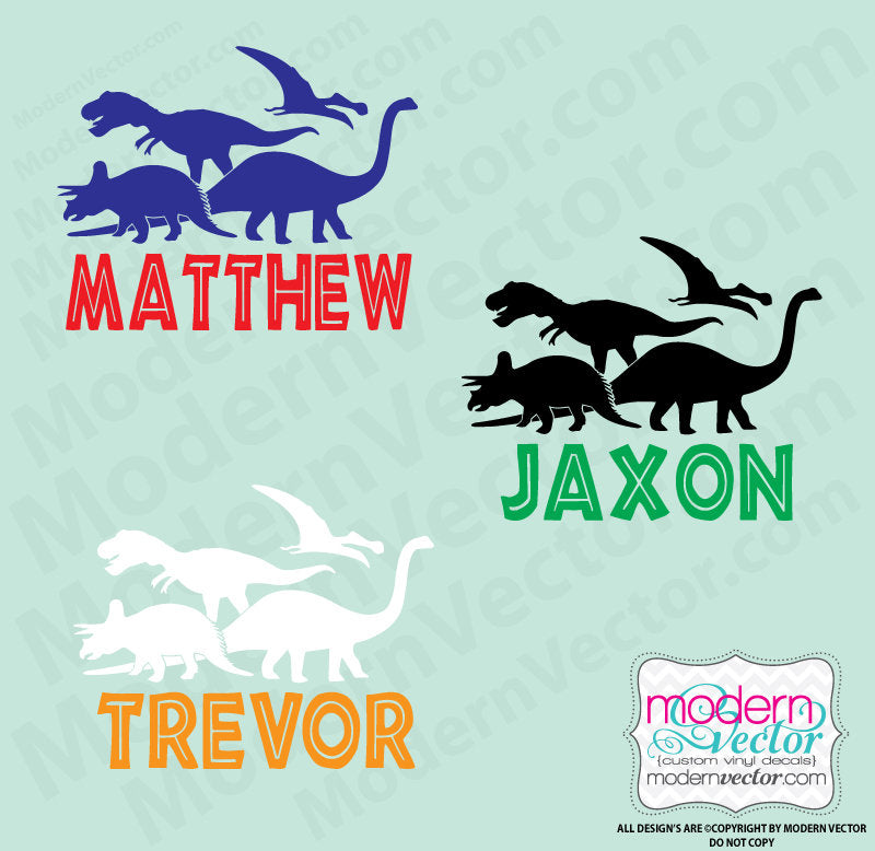 Dinosaur Personalized Name and Monogram Vinyl Wall Decal