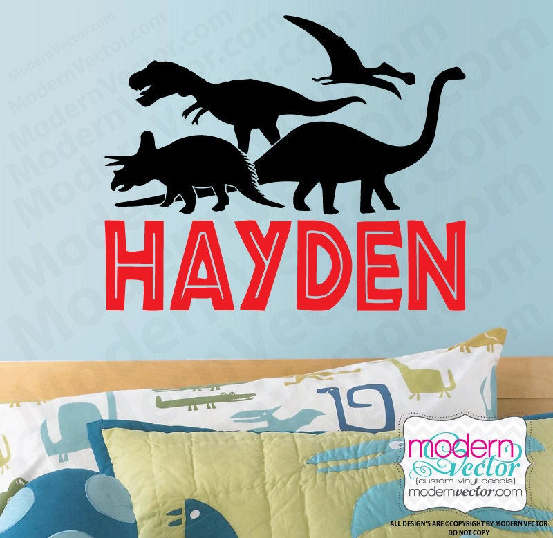 Dinosaur Personalized Name and Monogram Vinyl Wall Decal