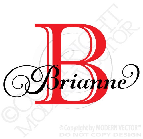 Fancy Script Personalized Name and Monogram Vinyl Wall Decal