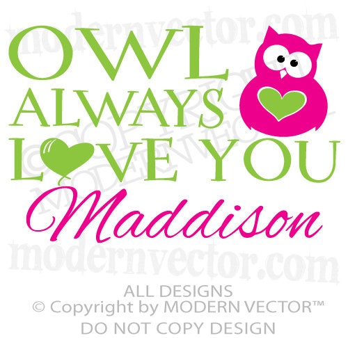 Owl Always Love You Personalized Name Vinyl Wall Decal
