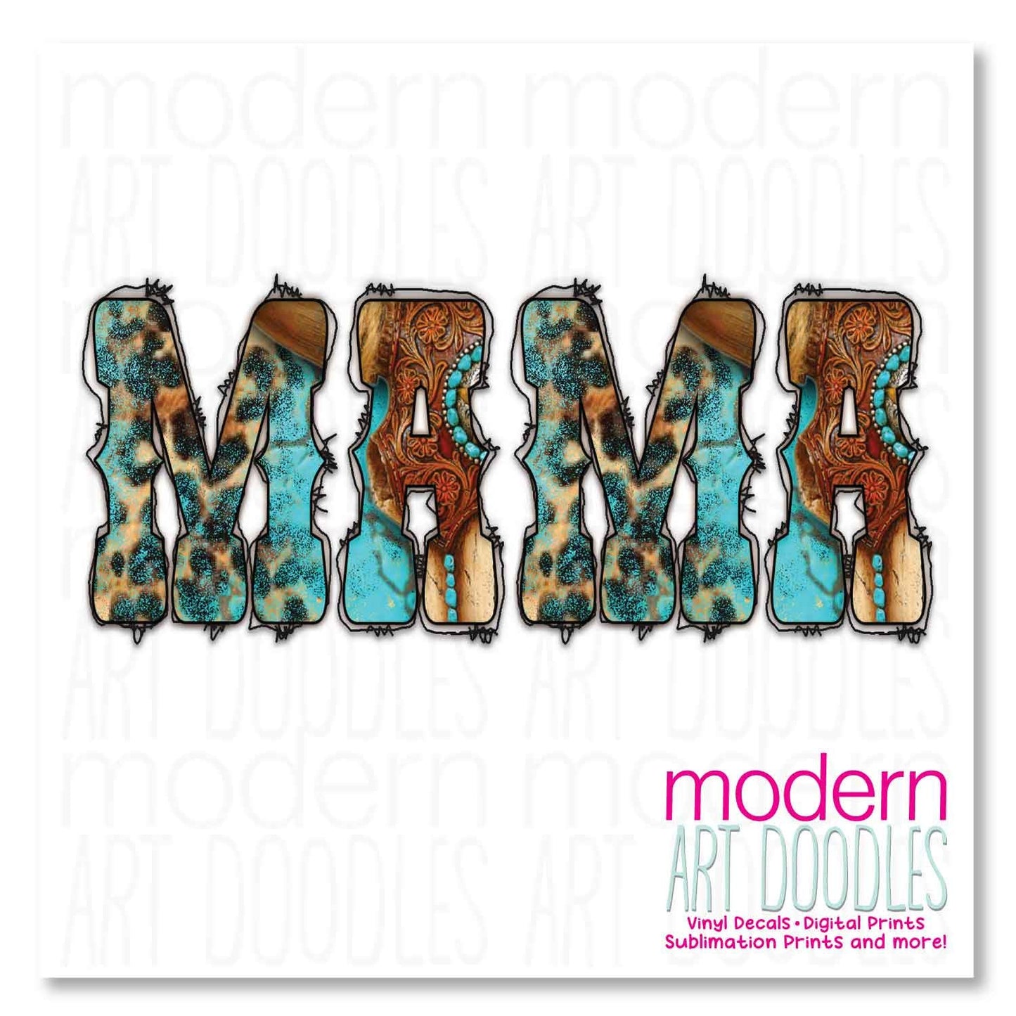 Country Mama Boots Turquoise Graphic Sublimation Print - Ready to Press - Ready to Ship