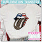 American Lips and Tongue 4th of July Patriotic Freedom 3 Rolling Stones Sublimation Print - Ready to Press - Ready to Ship