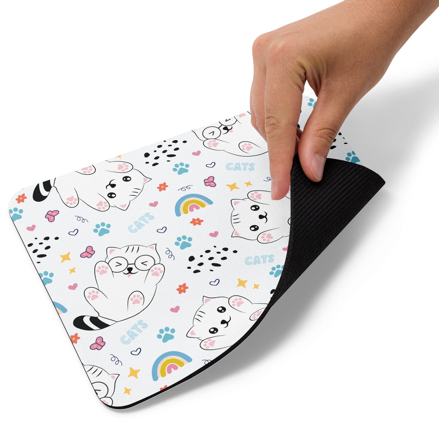 Rainbow Cats Kitty Cute Kawaii Gaming Mouse pad, Computer Keyboard Office Accessories, Cute Office Decor