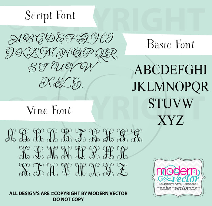 Single Script Monogram Letter Decal