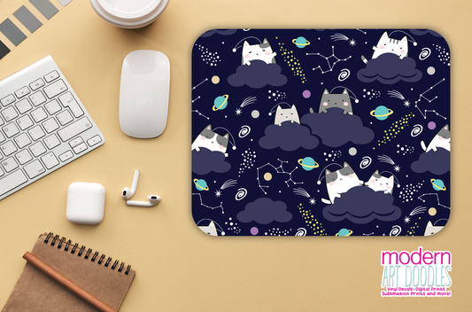 Space Cats Kitty Cute Kawaii Gaming Mouse pad, Computer Keyboard Office Accessories, Cute Office Decor