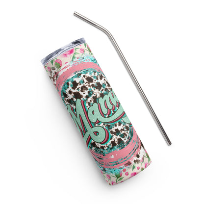 Mama Pink Leopard Stainless steel tumbler