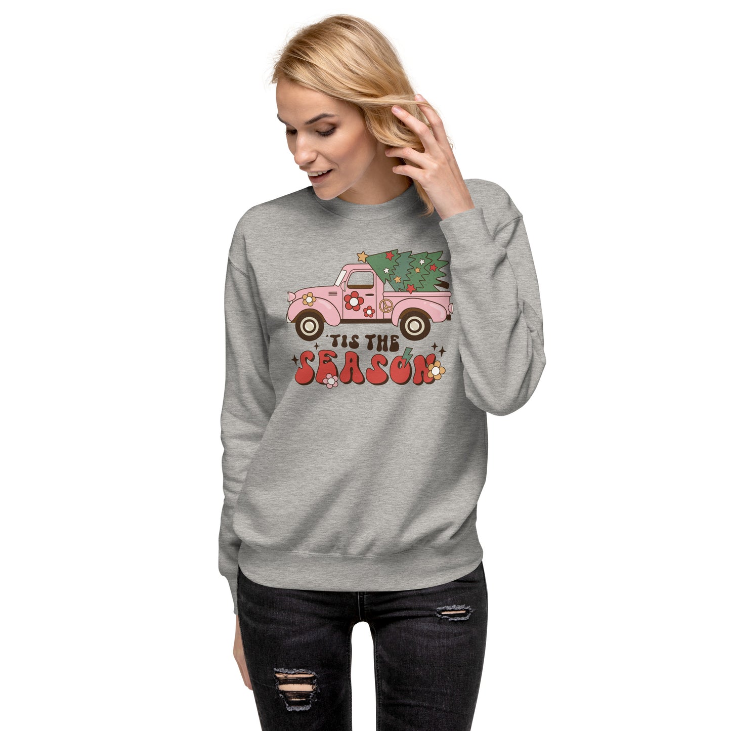 Tis the Season Truck and Tree Christmas Holiday Unisex Premium Sweatshirt