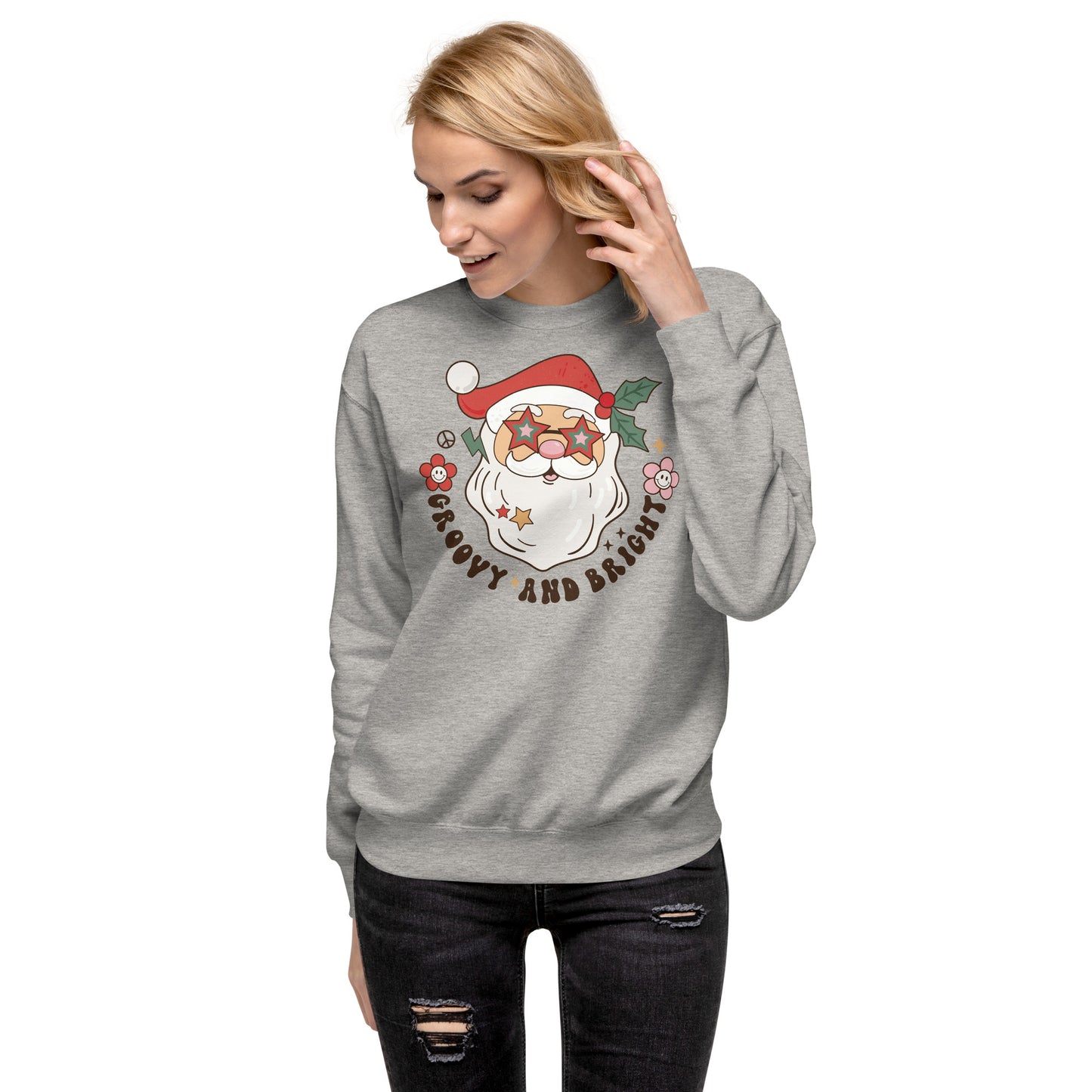 Groovy and Bright Christmas Holiday Unisex Premium Sweatshirt