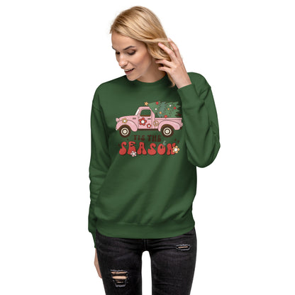 Tis the Season Truck and Tree Christmas Holiday Unisex Premium Sweatshirt