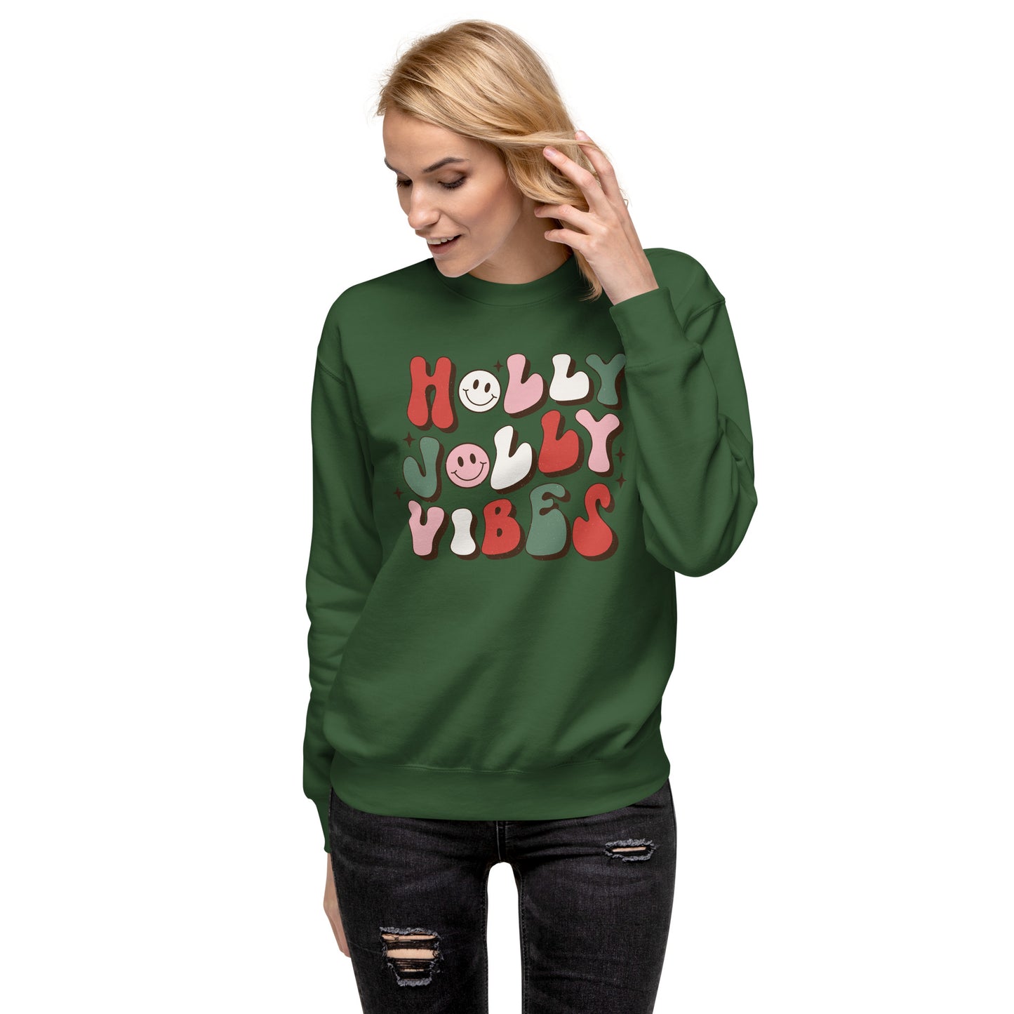 Holly Jolly Vibes Christmas Holiday Unisex Premium Sweatshirt