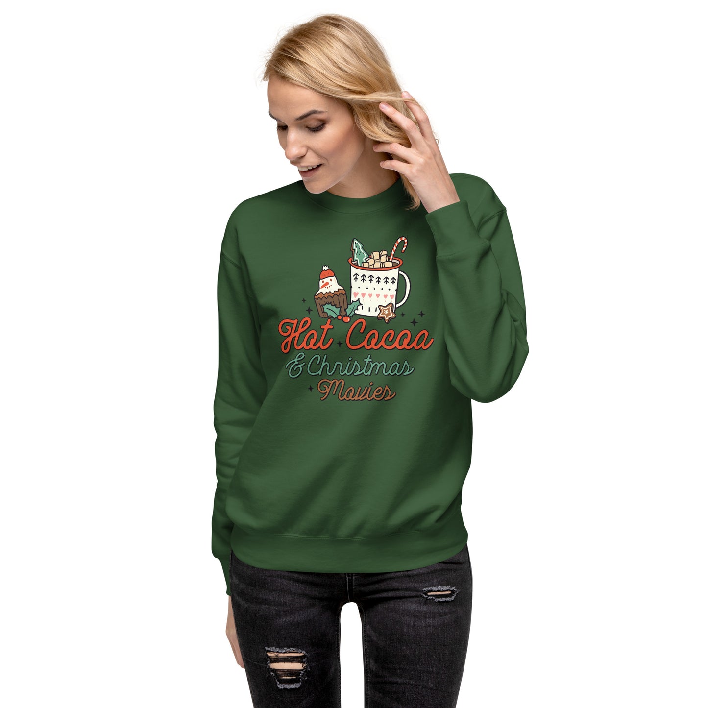 Hot Cocoa & Christmas Movies Holiday Unisex Premium Sweatshirt