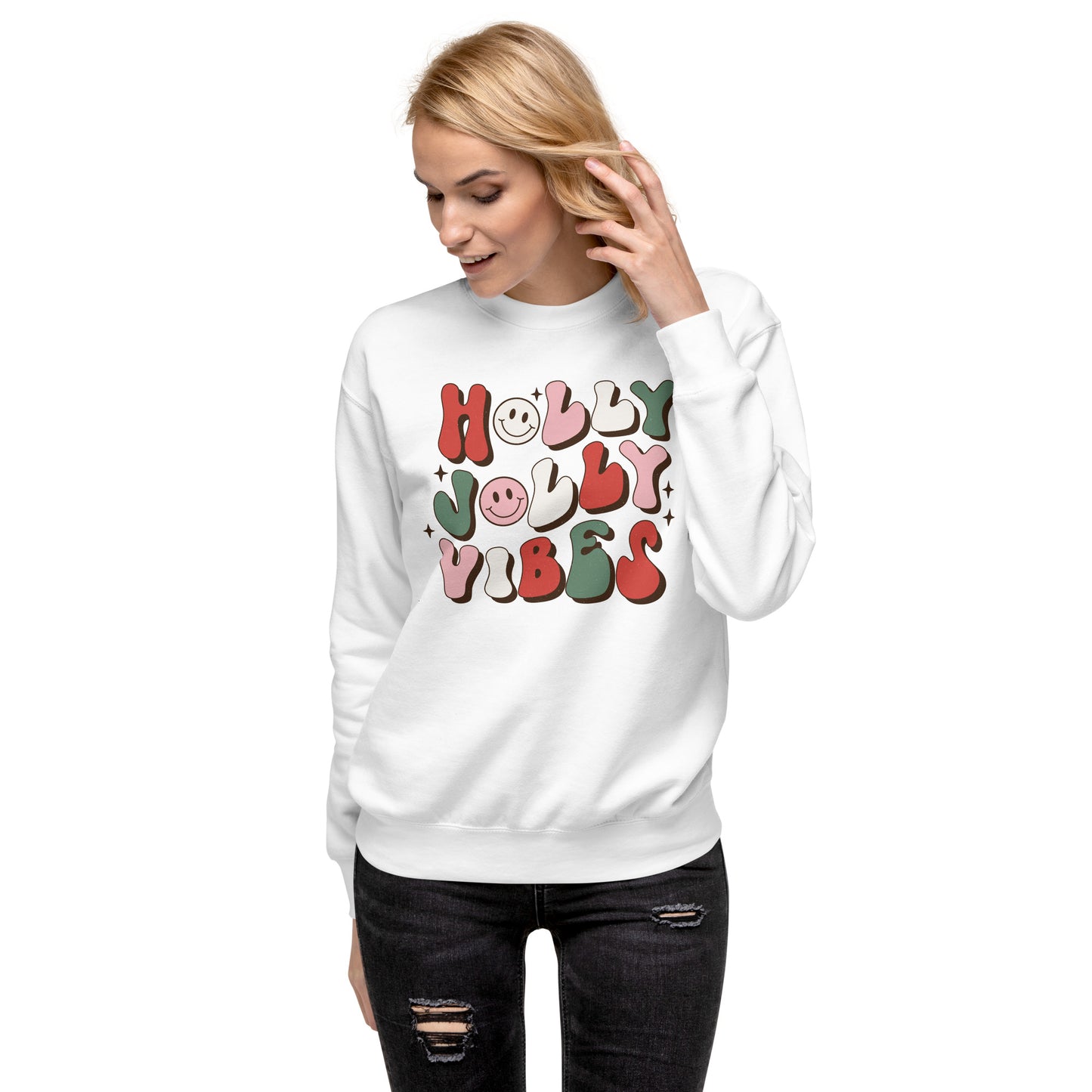 Holly Jolly Vibes Christmas Holiday Unisex Premium Sweatshirt