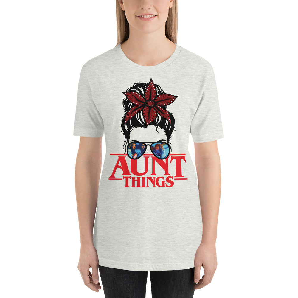 Aunt Things Messy Stranger Bun Halloween Horror Unisex t-shirt