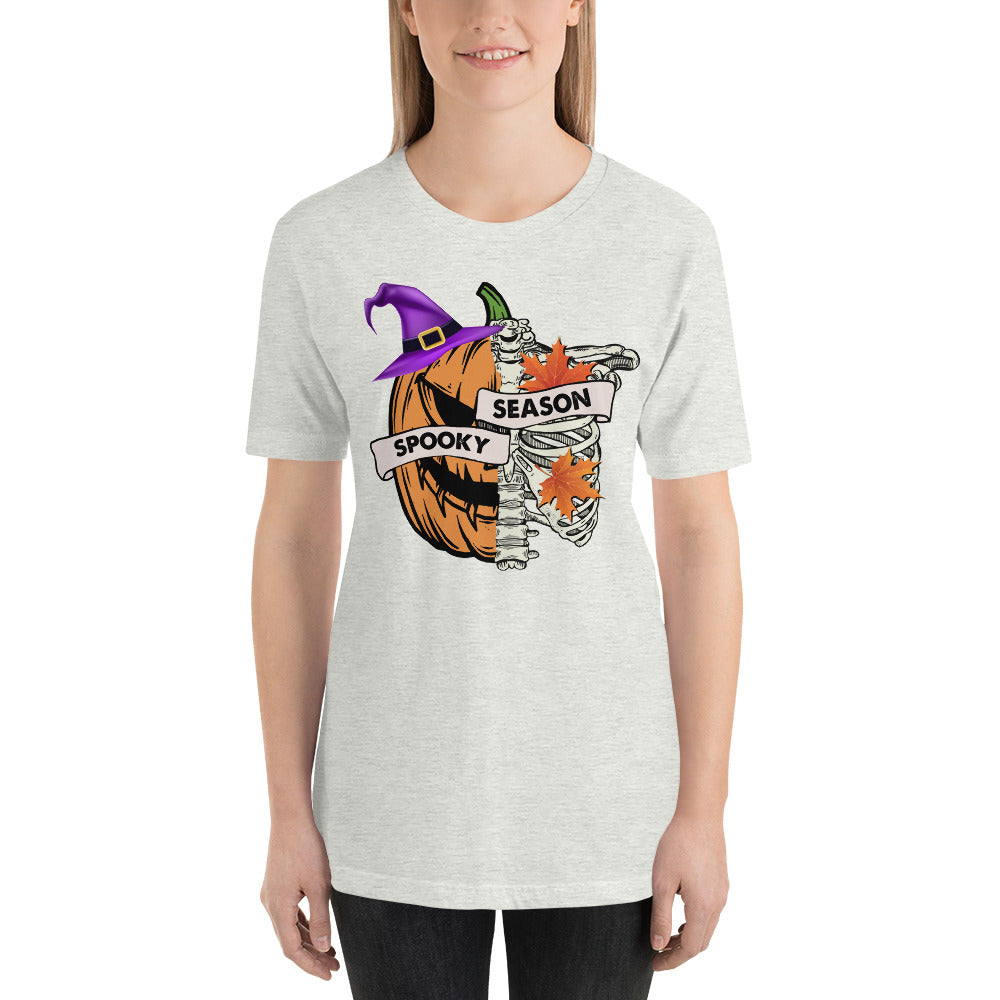 Spooky Season Pumpkin Witch Hat Skeleton Halloween Vibes Unisex t-shirt