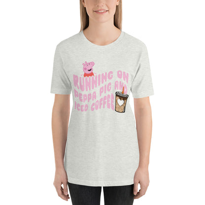 Running on Pig and Iced Coffee Unisex t-shirt
