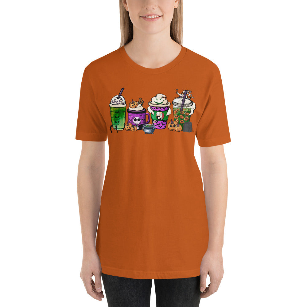 Purple Skeleton Halloween Coffee and Lattes Unisex t-shirt