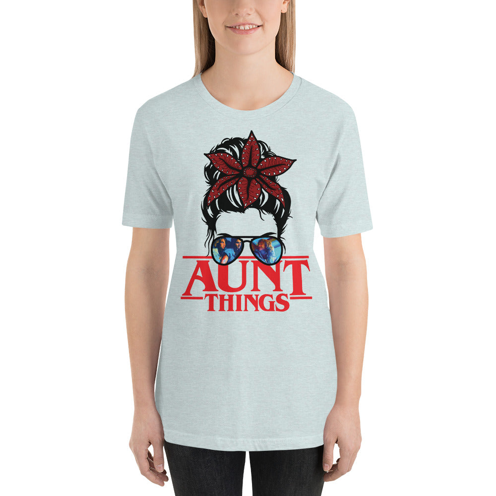 Aunt Things Messy Stranger Bun Halloween Horror Unisex t-shirt