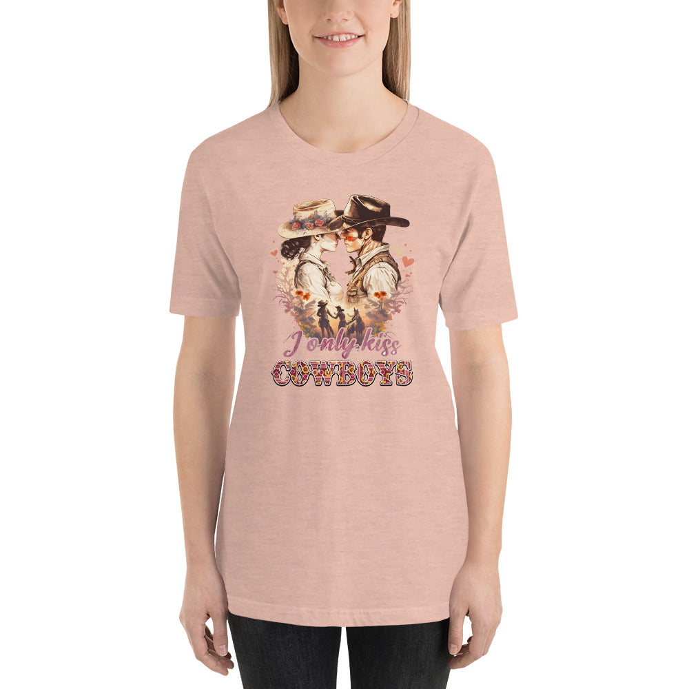 I Only Kiss Cowboys Country Southern Valentines Day Unisex t-shirt