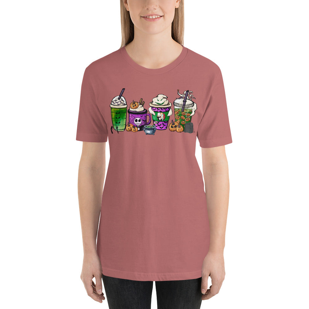 Purple Skeleton Halloween Coffee and Lattes Unisex t-shirt