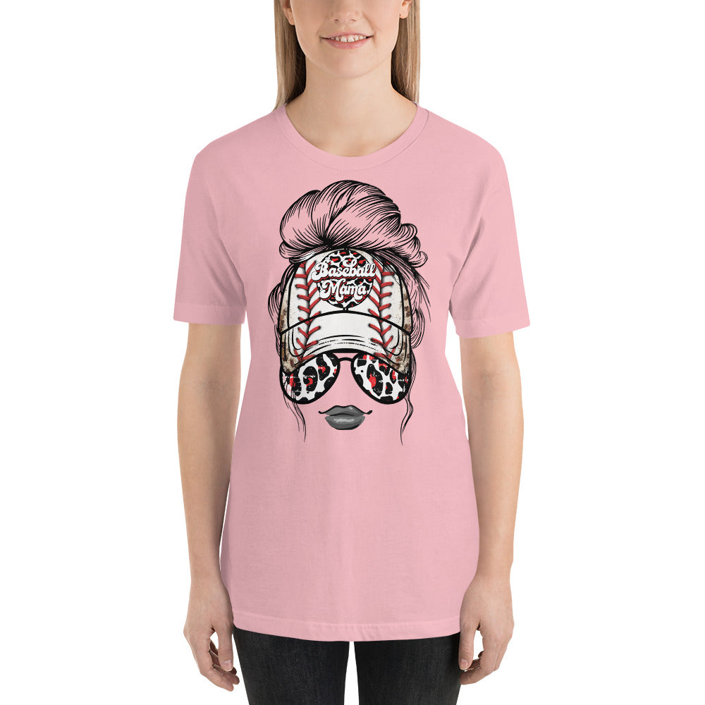 Leopard Baseball Mama Messy Bun Baseball Hat Unisex t-shirt