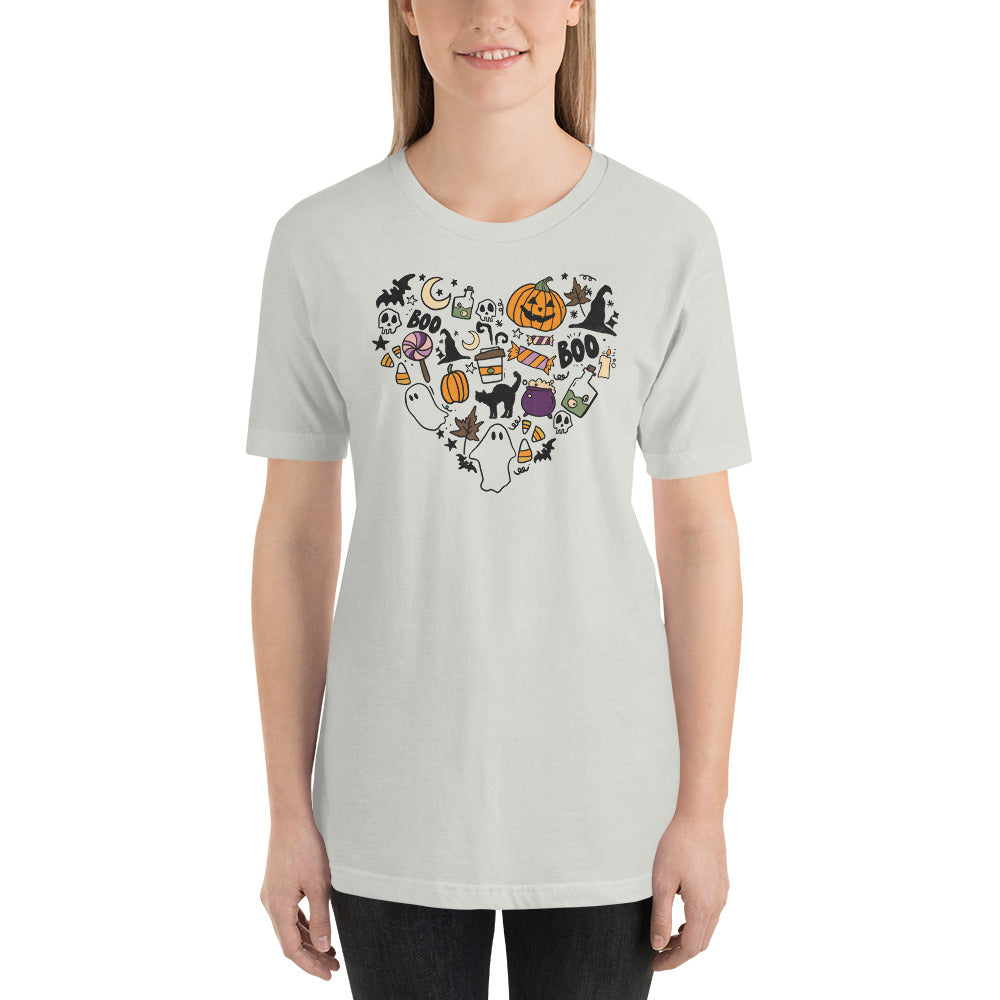 Love Halloween Heart Ghosts Pumpkins Unisex t-shirt