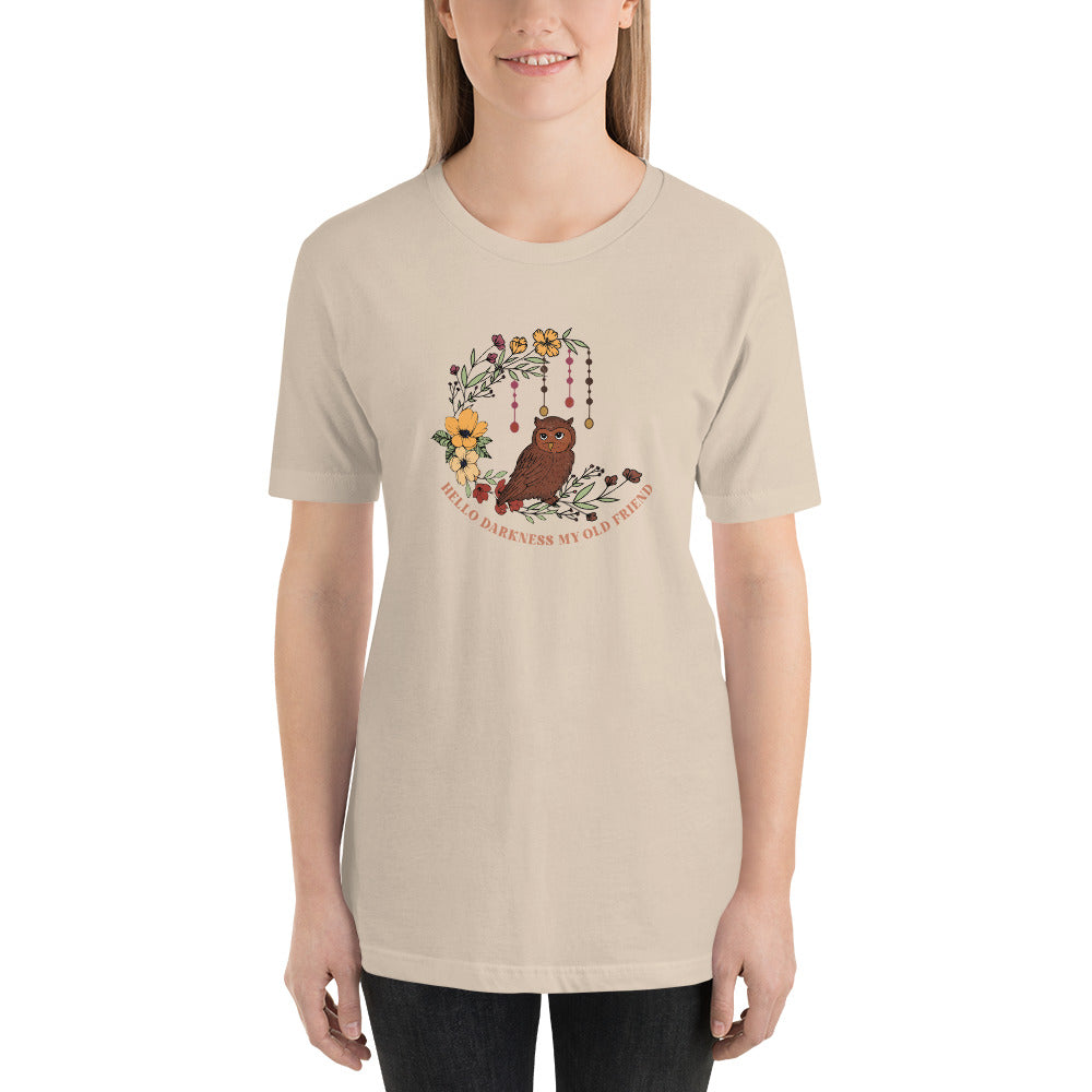 Owl and Wildflowers Vintage Style Unisex t-shirt