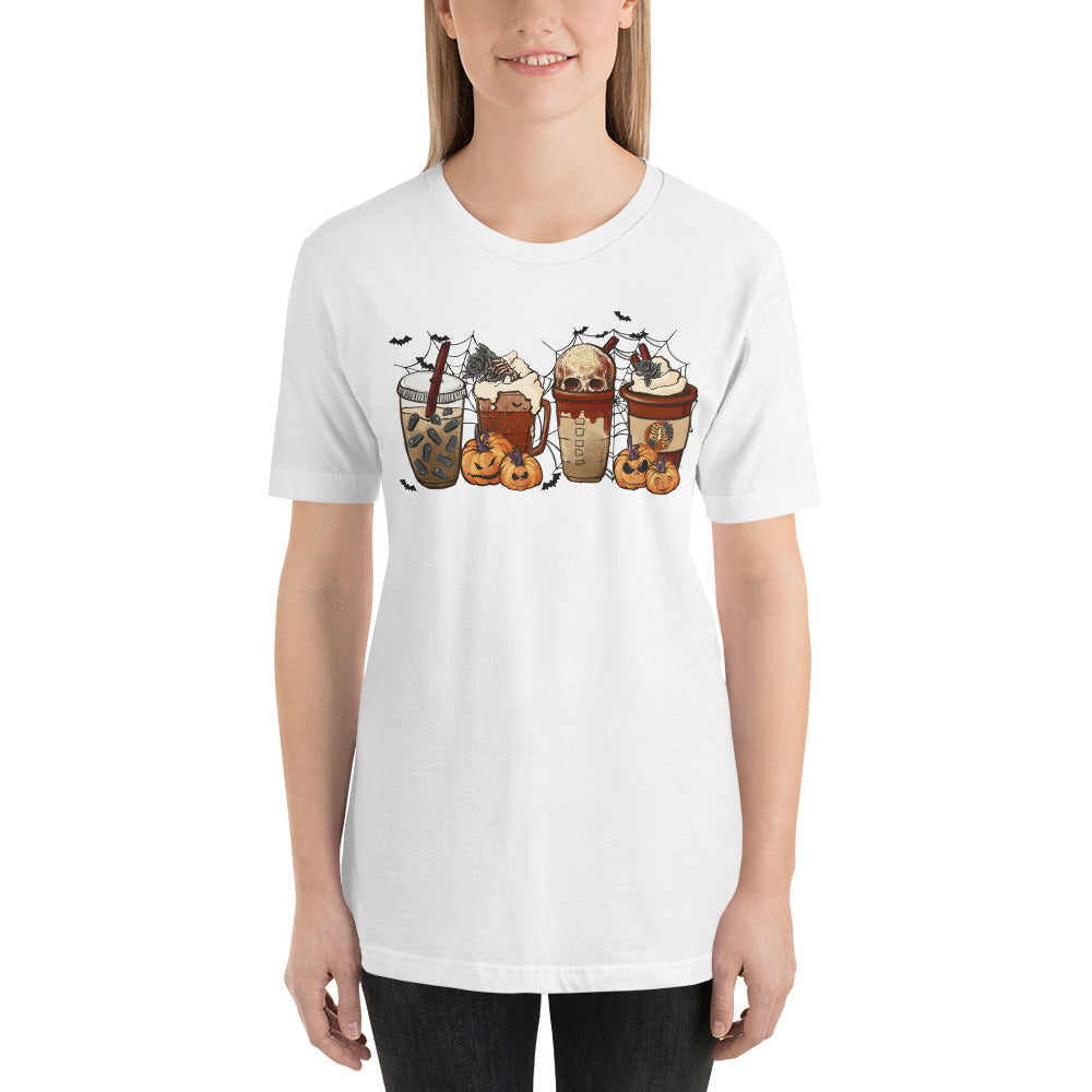 Halloween Coffee and Lattes Skulls and Bats Unisex t-shirt
