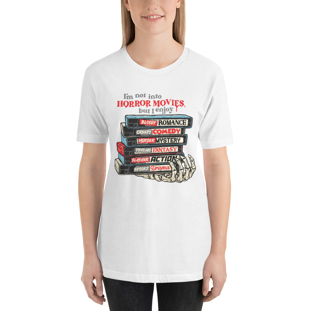 Horror Movies Slasher Movies Romance Comedy Unisex t-shirt